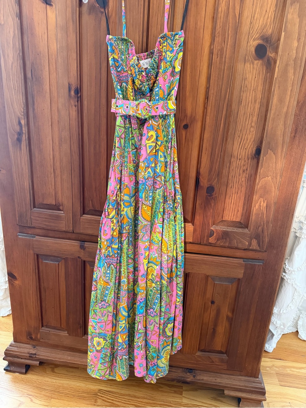 Bohemian Pink & Green Paisley Maxi Dress - Unbranded - Picture 1 of 2
